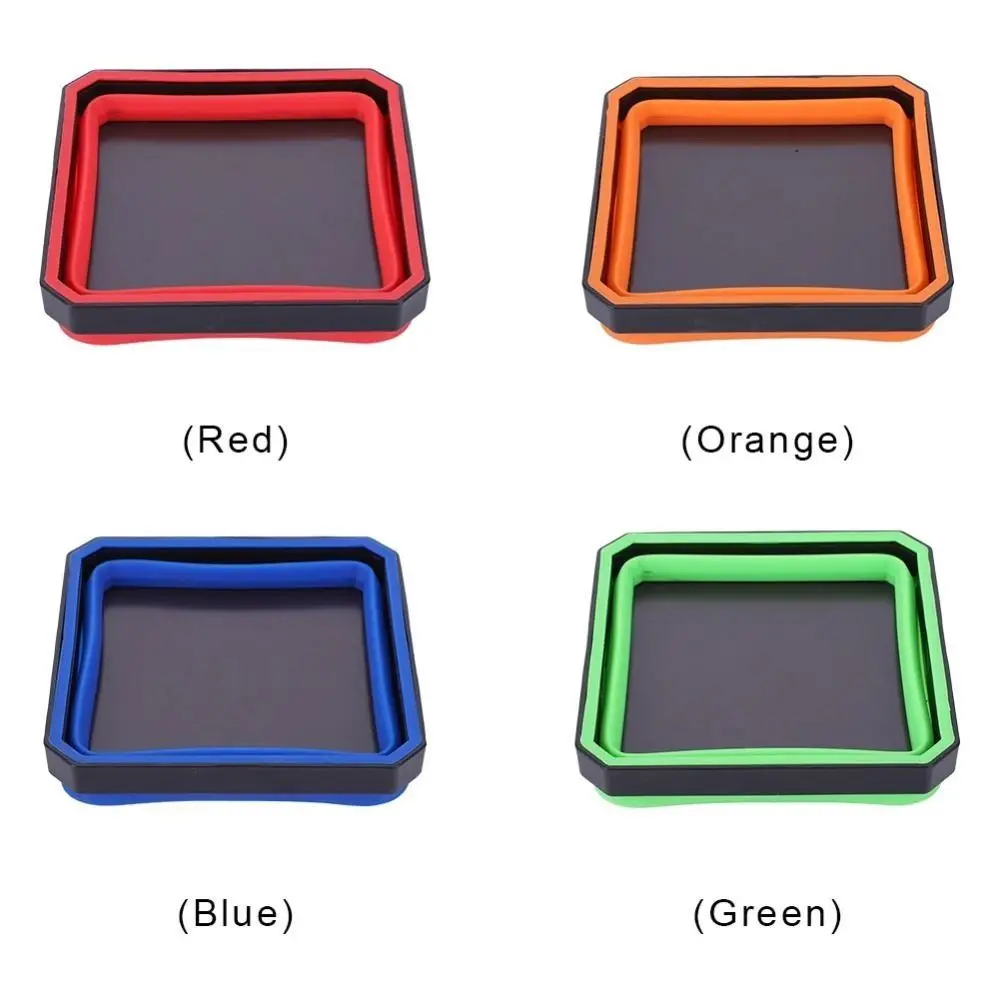 Collapsible Magnetic Parts Tray Foldable Raised Walls Magnetic Screw Tray Multicolor Stain-Resistant Storage Plate Plumbing