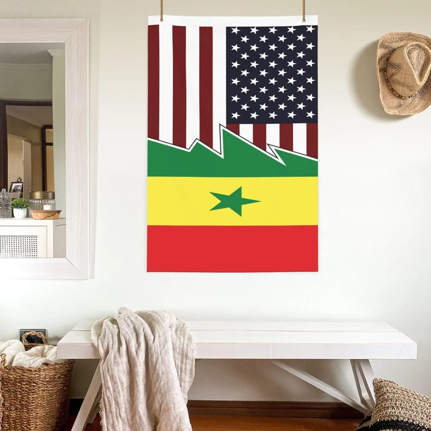 Flagnshow 100% Polyester American And Senegal Flags