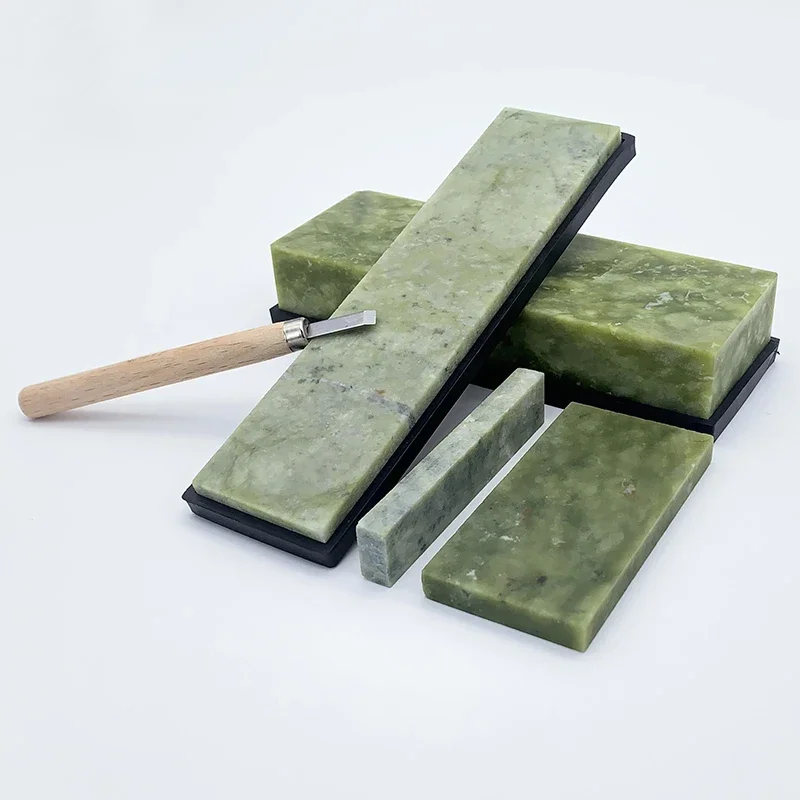 Natural green jade with base sharpening whetstone for professional kitchen knfie Edge sharpener agate 10000 grit Grinding