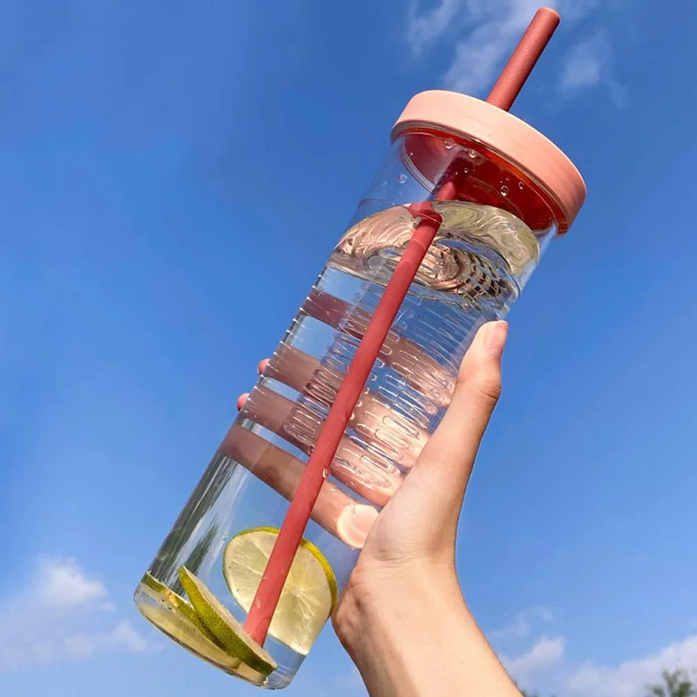 700ML Fruits Filter Drinking Cup with Straw Plastic Outdoor Water Cup School Reusable Water Bottle Travel Sport Drinkware Cup