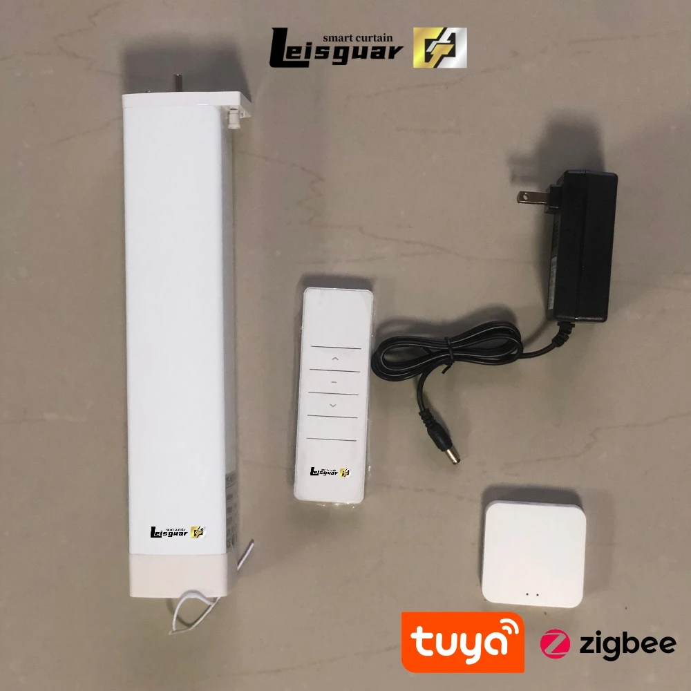 Leisguar Tuya Zigbee Smart Curtain Remote Control Motor 4800 mA Lithium Battery Solar Charging