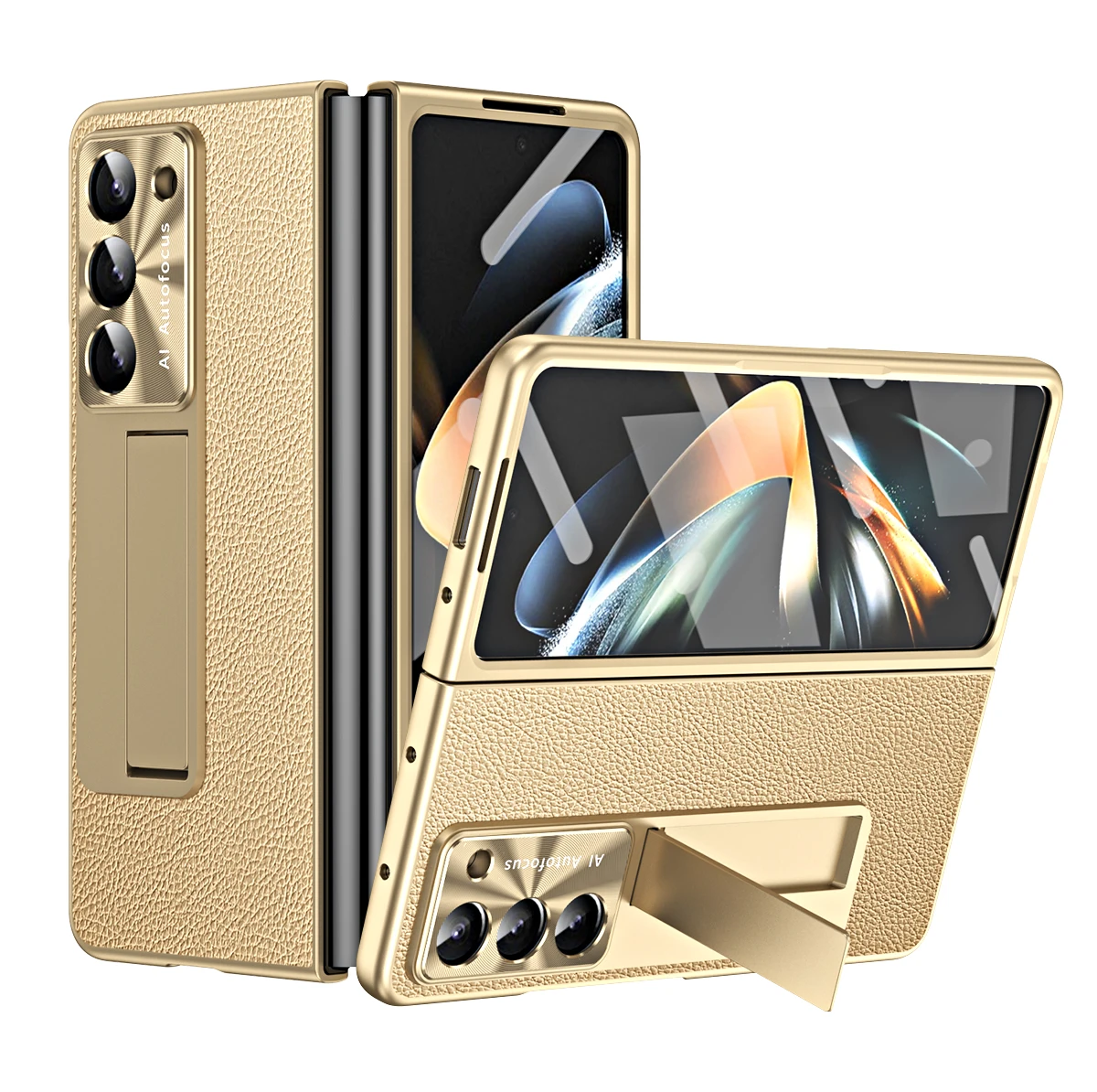 AG Anti-Fingerprint Tempered Glass Film Built-in Stand Screen & Lens Protection for Samsung Z Fold 7 6 5 4 3 Shockproof Cover
