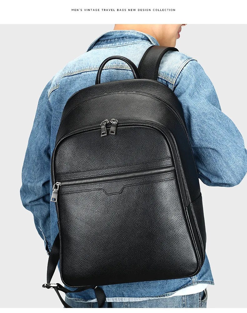 Herren-Business-Rucksack aus echtem Leder mit High-End-Feeling