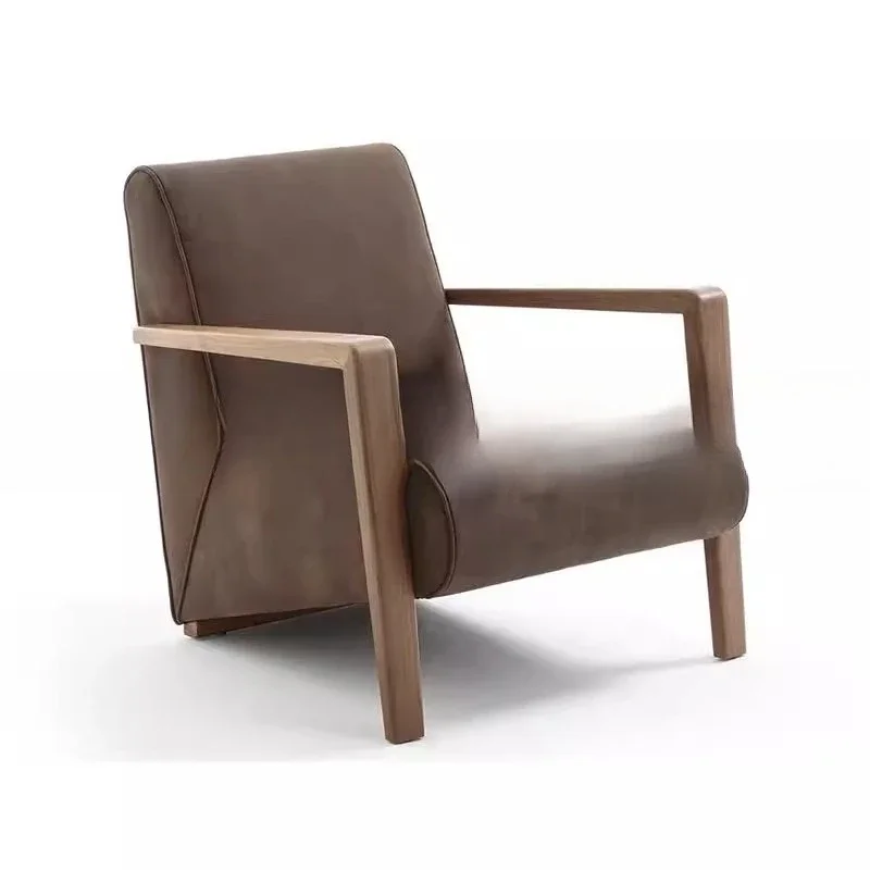 

Nordic simplicity, solid wood single sofa chair, living room balcony, negotiation chair