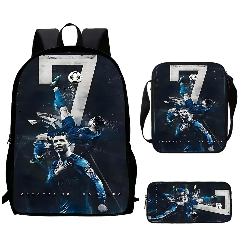 Cartoon C-CR7 Football-Stars Child School Backpack With Shoulder Bags Pencil Bags School Bags for Boys Girls Best Gift