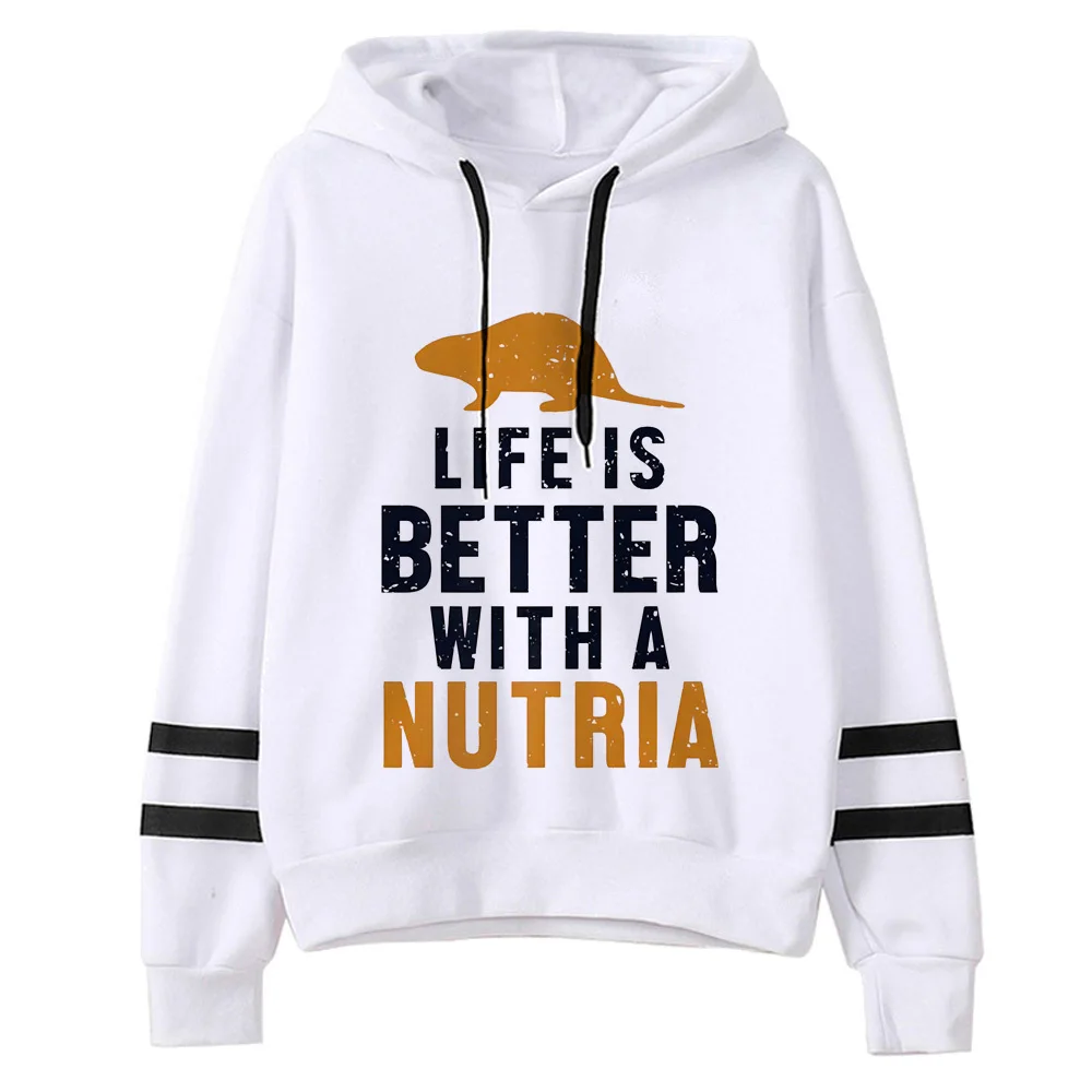 Nutria-Sudadera con capucha para mujer, chándal de manga juvenil, Y2K, japonés, gráfico juvenil, moda athleisure