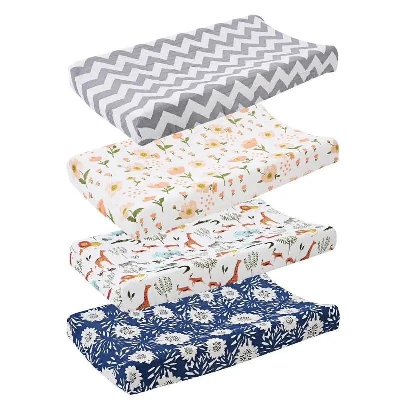 Diaper Changing Pad Cover Stretch Breathable Cotton Soft Diaper Changing Table Covers Cute Print Patterns Diaper Changing