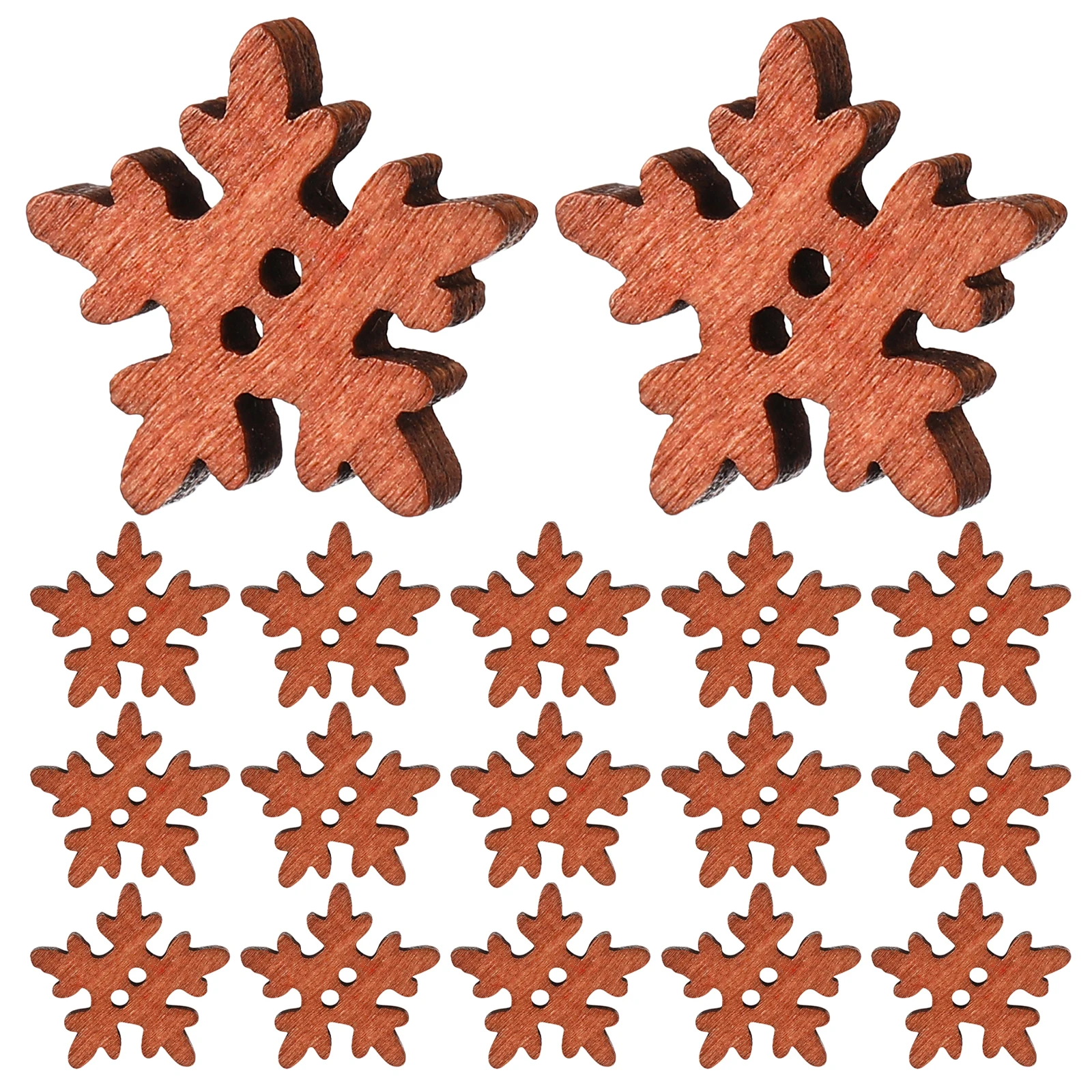 

100Pcs Snowflake Wooden Buttons Mini Exquisite Christmas Design for DIY Crafts Scrapbooking Creative Decoration
