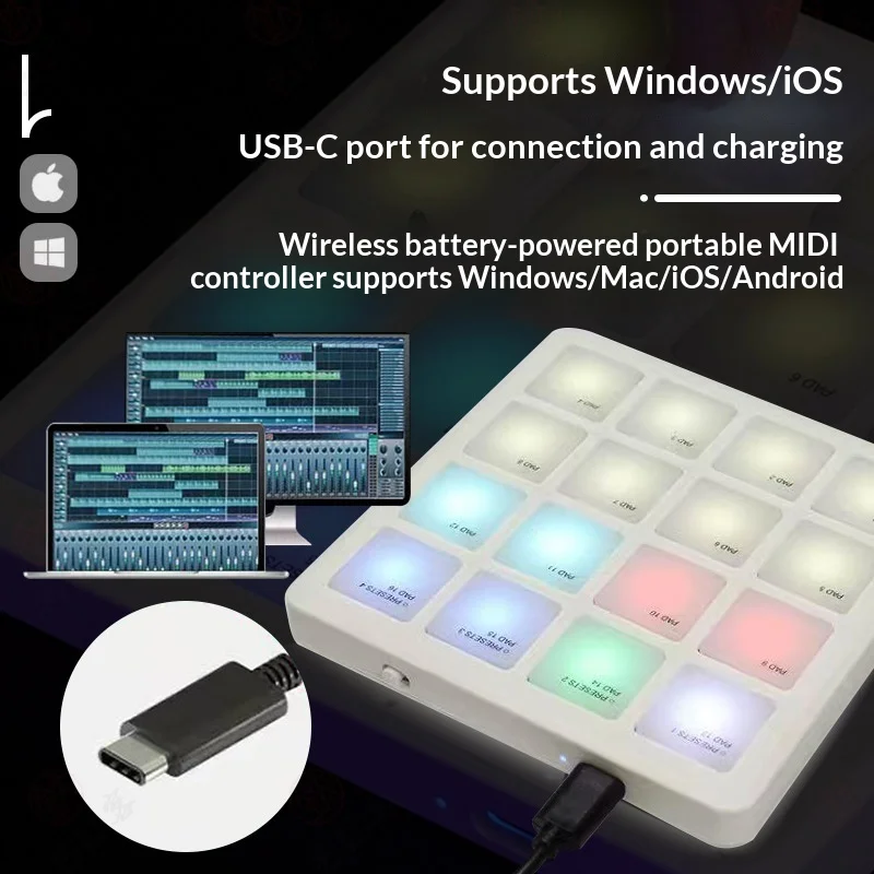 M-VAVE SMC-PAD POCKET Wireless Bluetooth MIDI Drum Pad Controller 16 Strike Pads Velocity Sensitive Pads for Music Production view 5