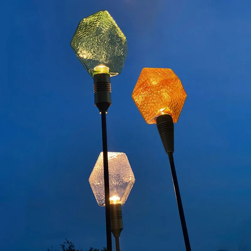 IP65 outdoor garden glass path light with irregular stained glass and high color rendering index LED landscape lighting