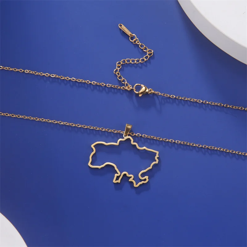 Mode Umriss Ukraine Karte Halskette Kette Halsband Hals Edelstahl Schmuck Ästhetische Halsketten Geschenke accesorios para mujer – Detail 25