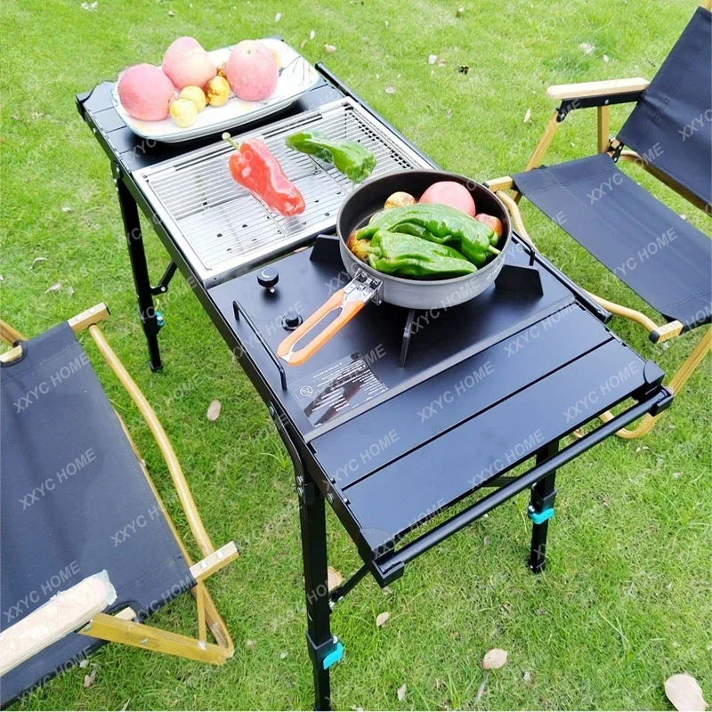 Lohascamping Folding Camping IGT Table Wood Portable lightweight Camp BBQ Grill Table Removable Outdoor Picnic Fishing table