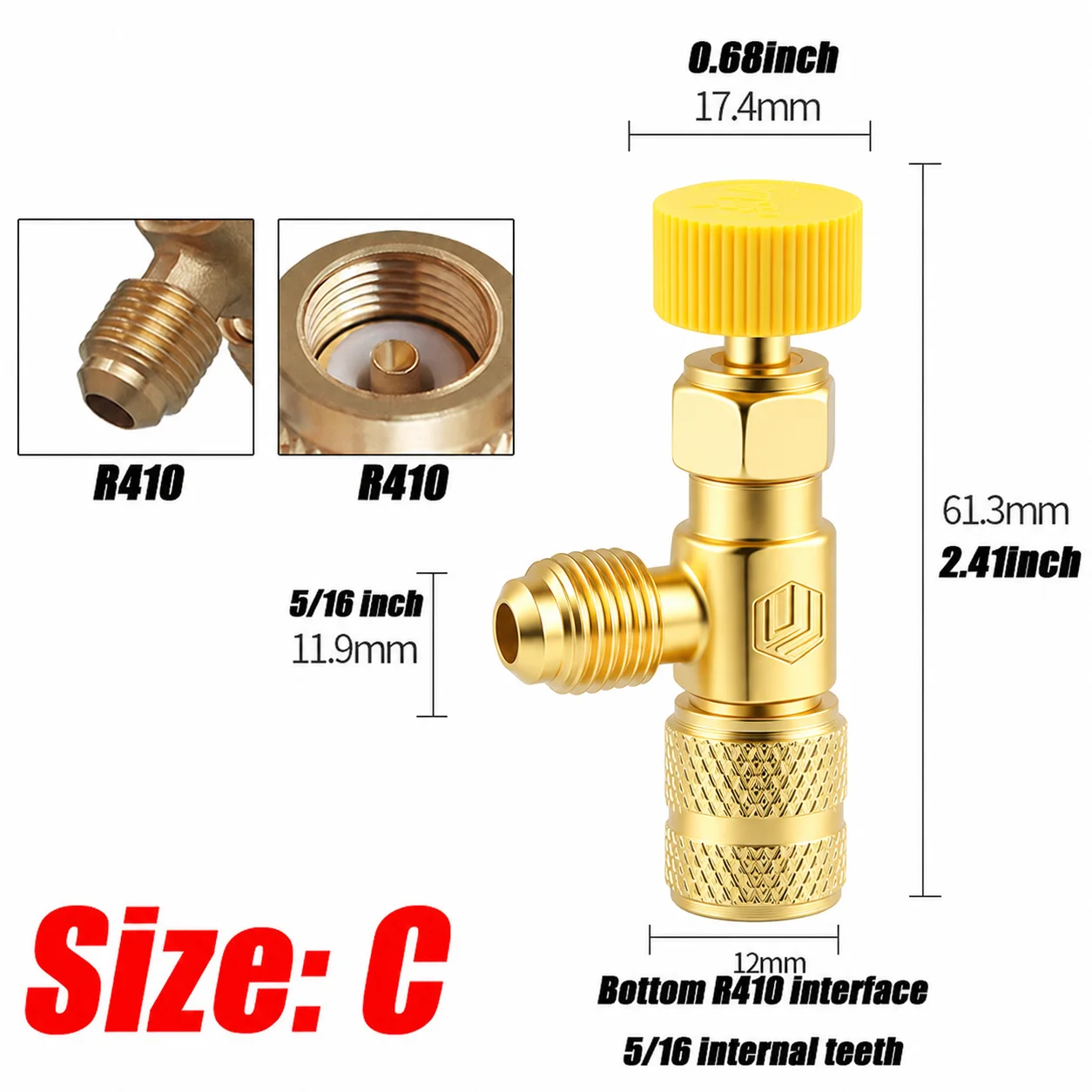 1/4 Stück R22 R410 Kältemittel-Füllventil Sicherheitsadapter Durchflussregelventil für R22 R410 Klimaanlagen-Manifold