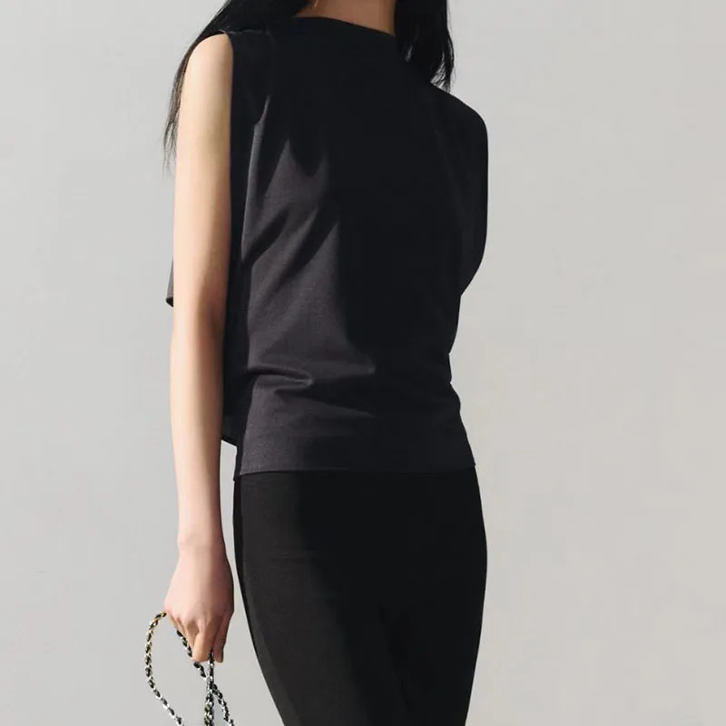 Women's Crew Neck Sleeveless T-Shirt, Casual Baidu Commuter Vest, Black Waist Halter Top 2026, New, y2k, Pullover