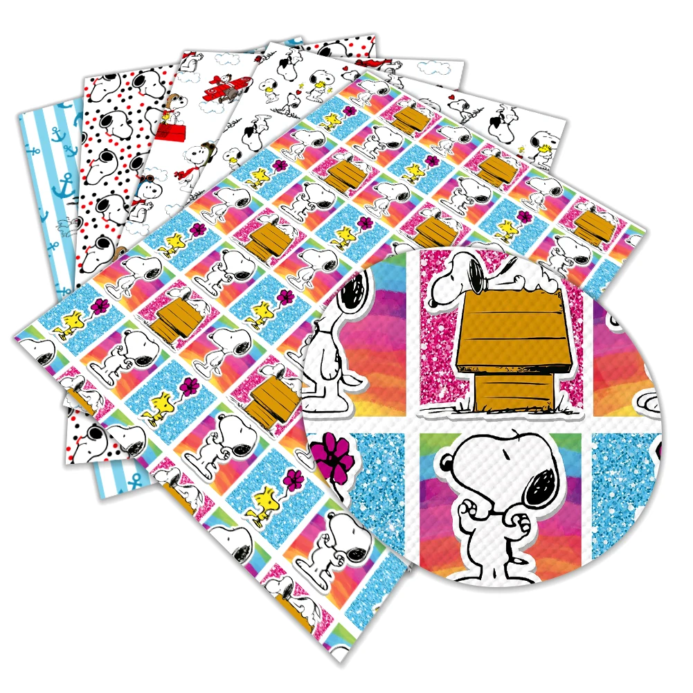 

Cartoon Snoopy Printed Pattern Artificial Faux Leather Cross for DIY Hair Bow Jewelry Earring Craft Making 30*22cm/30*136cm