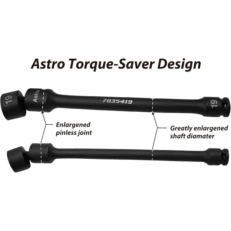 Astro Tools 78354 Juego de enchufes de extensión de impacto universales sin pines de 6 puntos con accionamiento de 3/8" de 10 piezas - Métrico