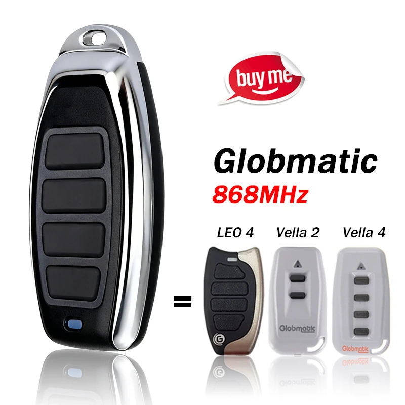 Globmatic Vella LEO Gate Remote Control Compatible With Globmatic 868MHz Vella2 Vella4 LEO4 Garage Command Hand Transmitter