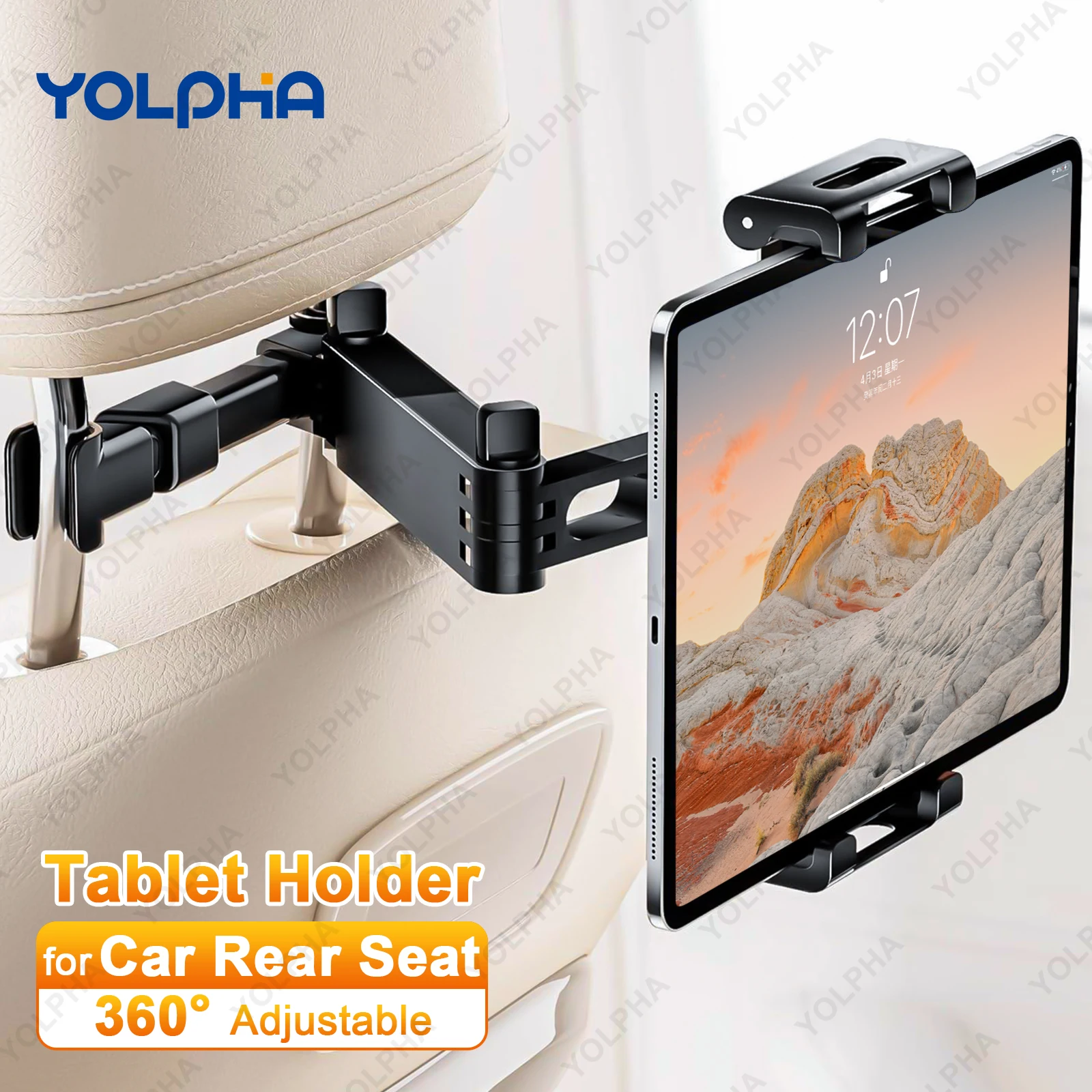 Car Headrest Tablet Holder Retractable Extension Arm Back Seat Travel Tablet Car Mount For 4.7-12.9 inch iPad Stand Phone Holder