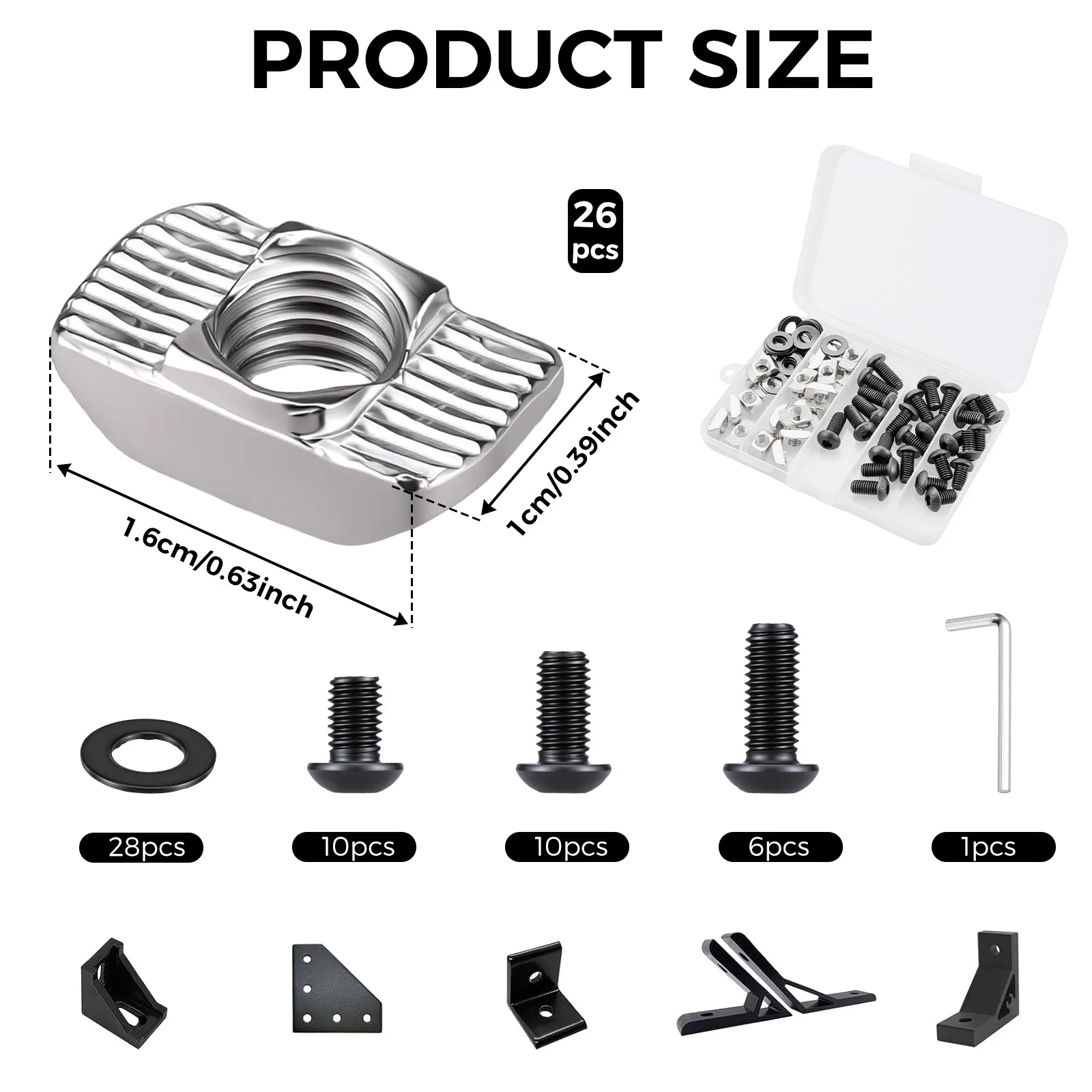 M8 T Nuts And Screws Kit 4040 4080 Aluminum Extrusion Hardware Set With Washers Hex Wrench For Frame Building CNC 3D Printer Wor