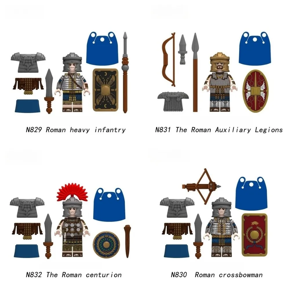 

Roman War Building Bricks Doll Plastic Crossbow Man Building Blocks Toys Heavy Infantry with Shield Mini Figure Doll