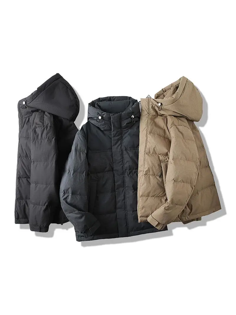 

Новая усовершенствованная мужская пуховая куртка с капюшоном, водонепроницаемая, с отражающим тепловой энергию наполнителем из 90% пуха, теплая, повседневная, из полиэфирного волокна