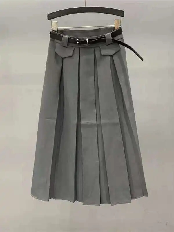 

Юбка миди А-силуэта с высокой талией, корейский стиль, для офиса, из полиэстера, повседневная, весна-лето, женская