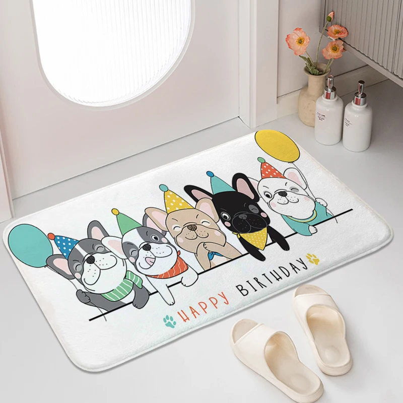 

Cute Dog Funny Doormat Entrance Door Bathroom Foot Mat Carpet for Bedroom Washable Non-slip Kitchen Rug Room Decorating Items