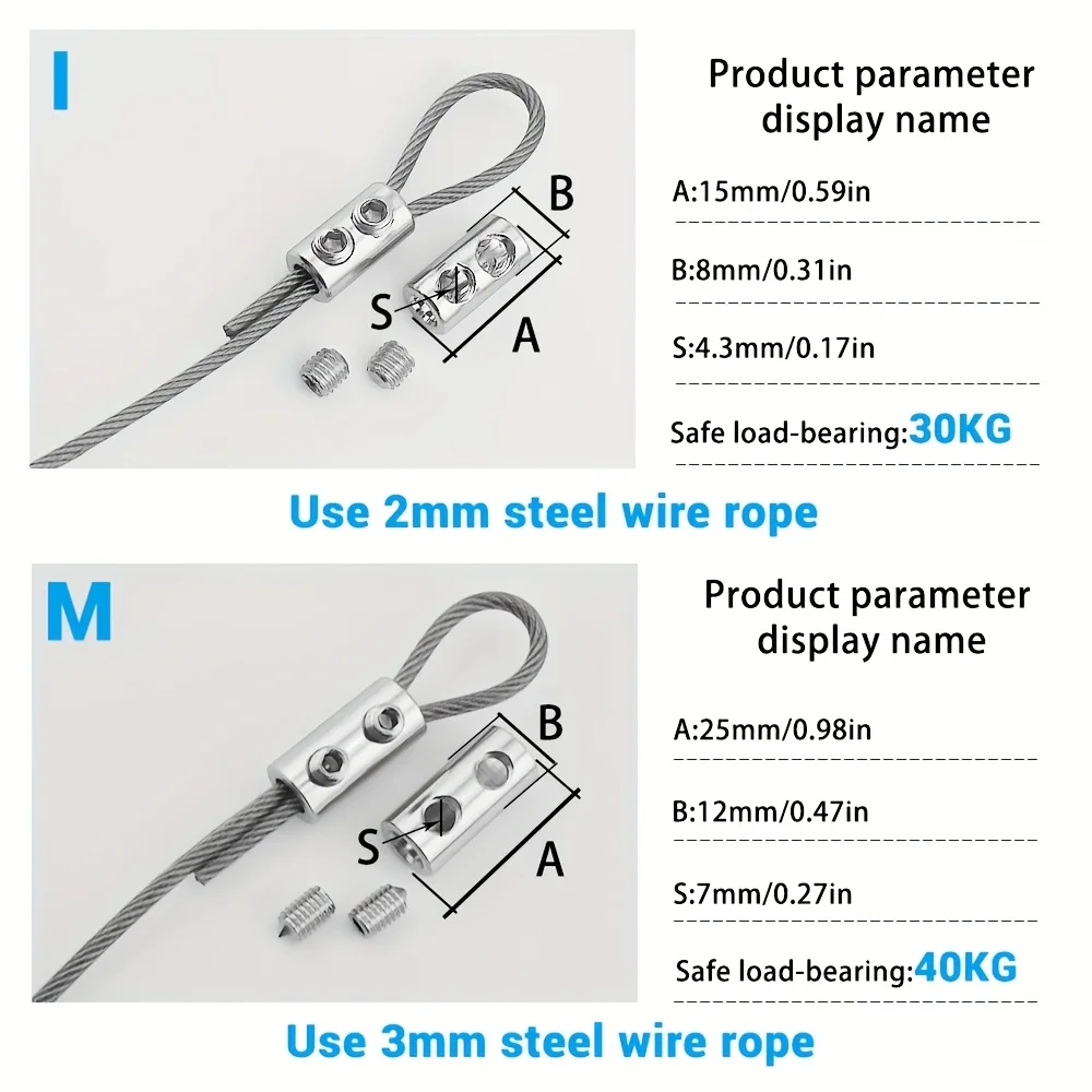 Adjustable 3mm PVC Coating Wire Rope Sling Cable Fastener Kit for Hanging Pictures Bonsai Swings Cameras