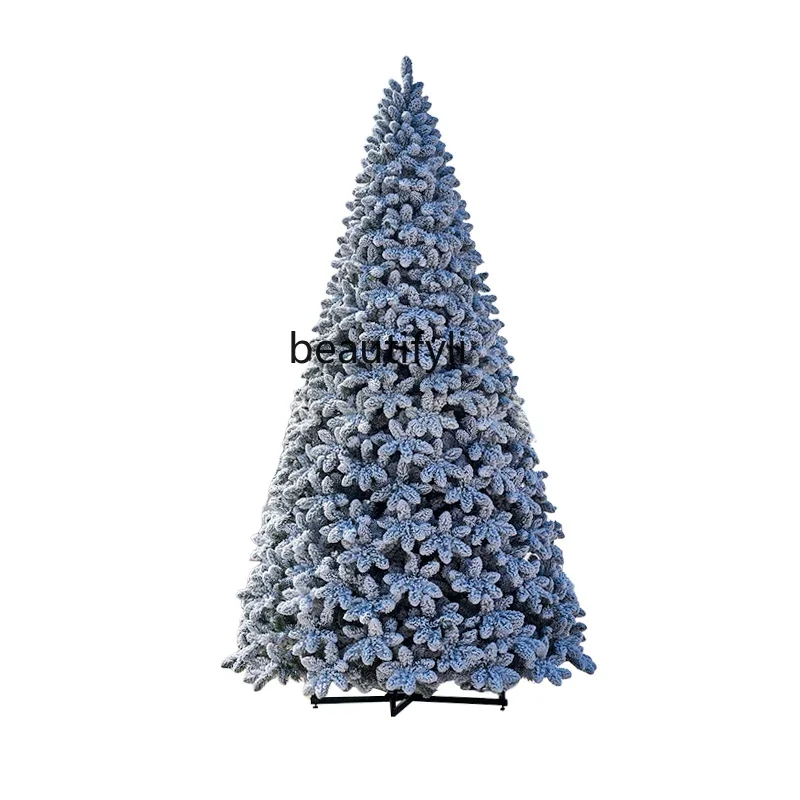 

PVC ordinary leaf snowflake flocking Christmas tree Christmas decoration big tree factory direct sales