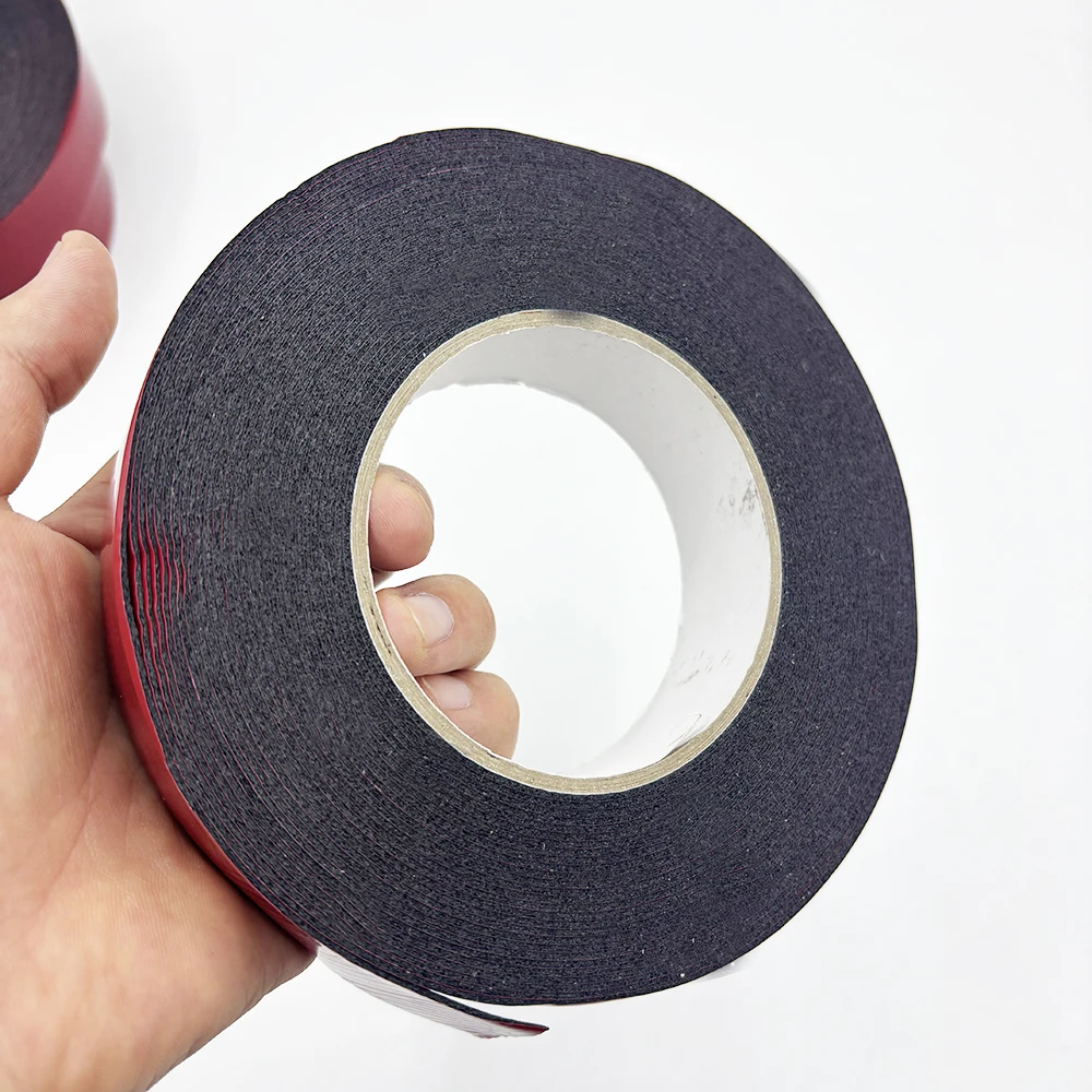 1 Buah 10M Pita Lem Perekat Dua Sisi Kuat Super Lengket dengan Garis Merah Pita Busa Isolasi Anti-tabrakan Tahan Air
