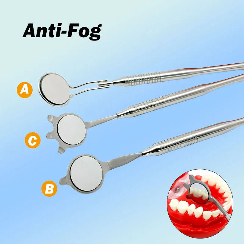 

Dental Double Sides Mouth Mirror Anti Fog Rhodium Oral Mirrors Reflectors Stainless Steel Multifunction Extension Tool