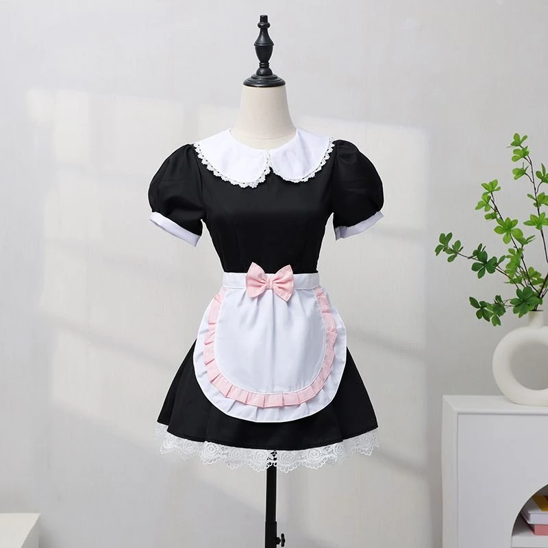 Cute Bow Polyester Cotton Small White Half Waist Ruffle Apron Women Avental de Cozinha Cosplay Decorative Apron for Lolita Dress