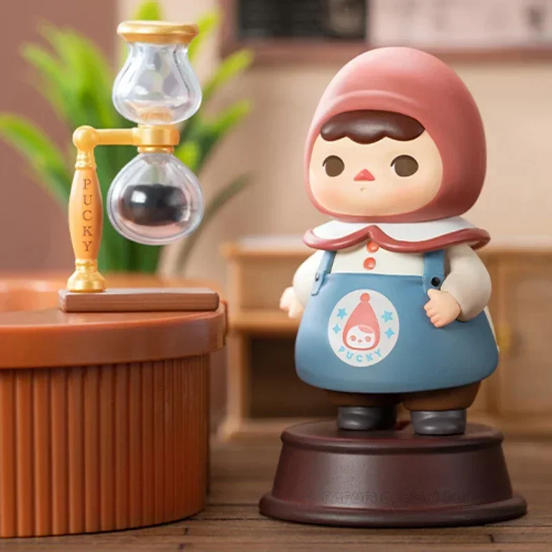 Pop mart pucky coelho café série caixa cega acho saco caixa mistério brinquedos boneca bonito anime figura ornamentos de mesa presente coleção