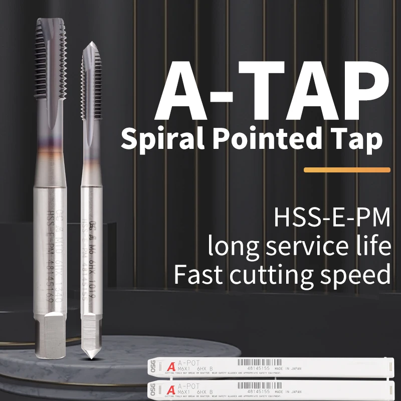 Japan Original OSG A Series DIN Standard Spiral Fluted Tap Pointed A-SFT A-POT M3 M4 M5 M6 M8 M10 M12 M14 Machine Thread Taps