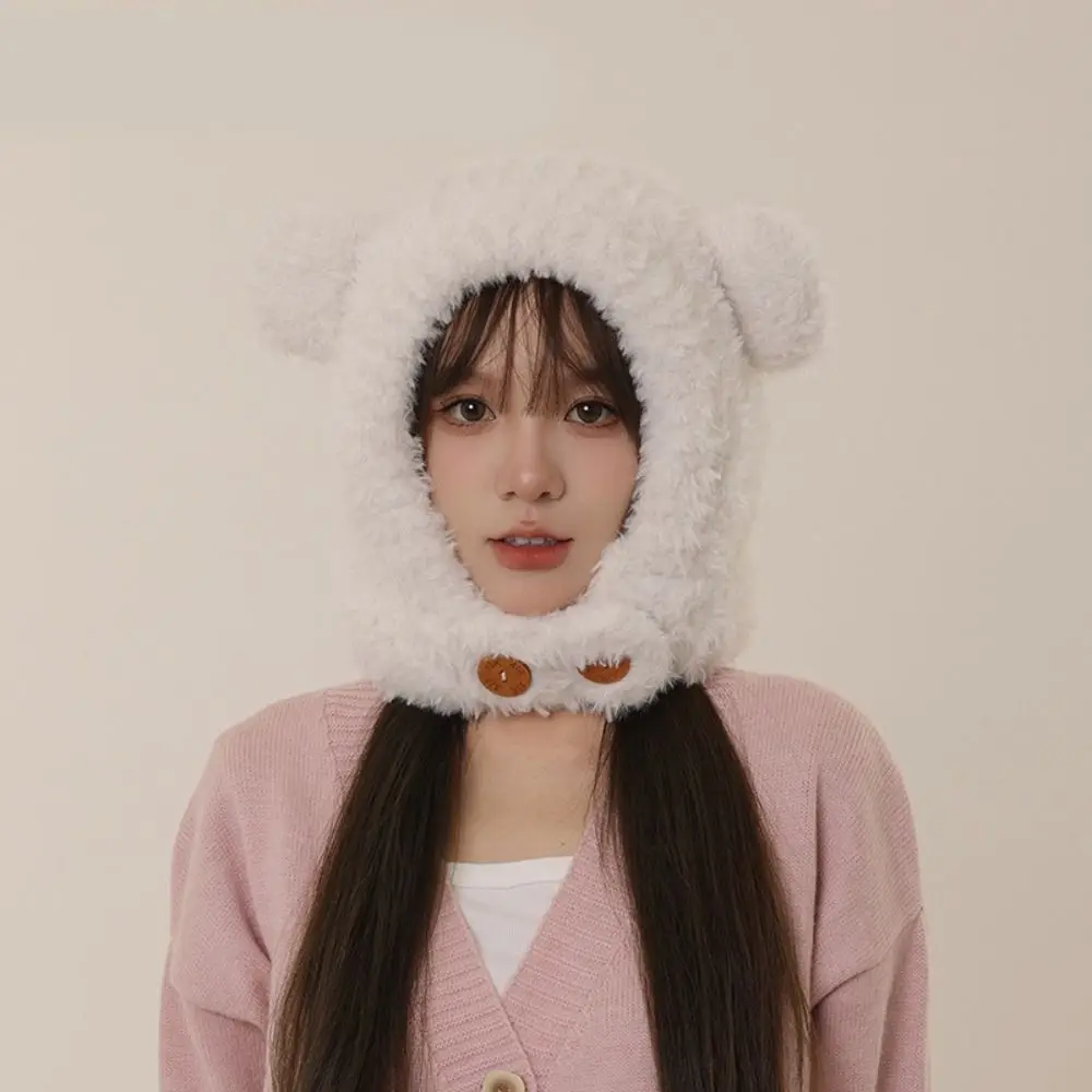 

Ear Protection Hat Bear Ears Hat Winter Cap Thickened Winter Beanie Woolen Hat All-match Winter Plush Hat Winter/Autumn