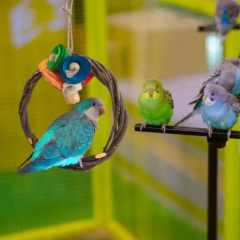 Colorful Perch Climbing Toy Bark Texture Bird Perch Stand Boredom Relief Birdcage Accessories Bite-Resistant For Healthy Beak