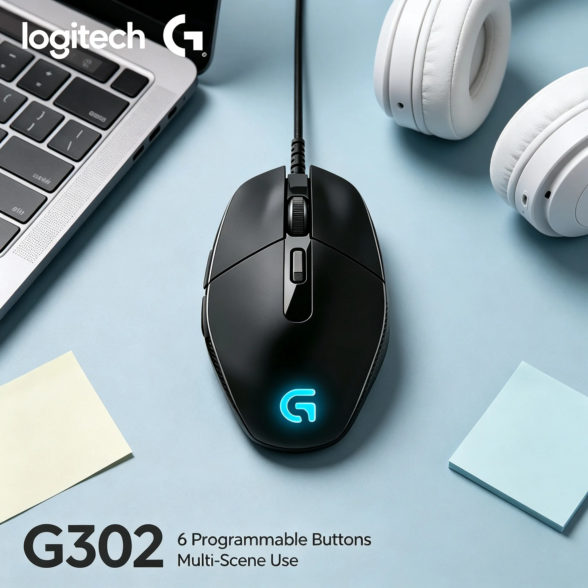 Logitech G302 Gaming Mouse Daedalus Prime Wired Game‑Ready Macro Functions RGB Light for Valorant CS2 Fortnite Competitive E‑spo
