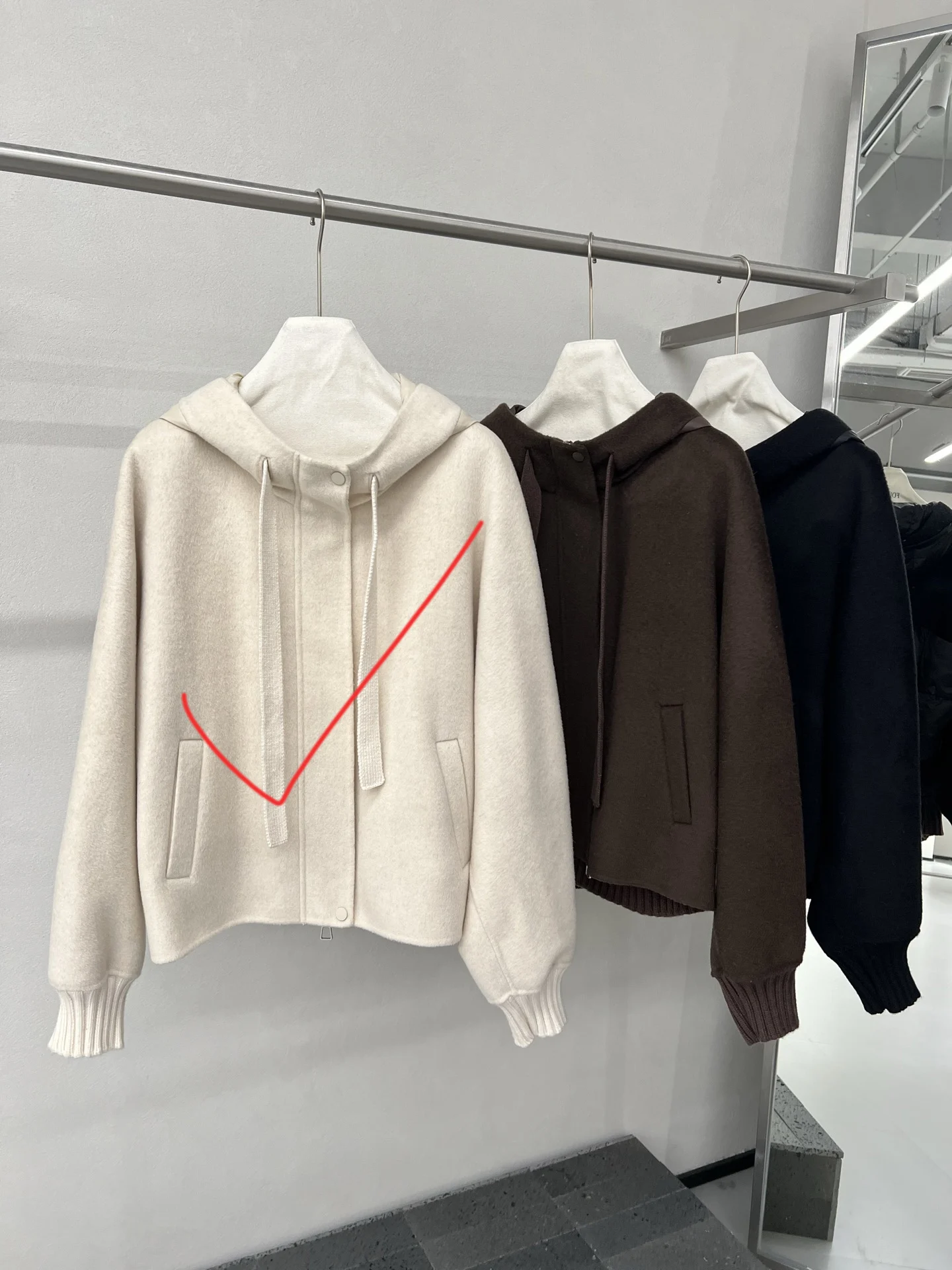 2026 Autumn New Arrival High-Quality Knitted Hooded Goose Down Jacket For Women Fabric: 5% Cashmere, 95% Wool