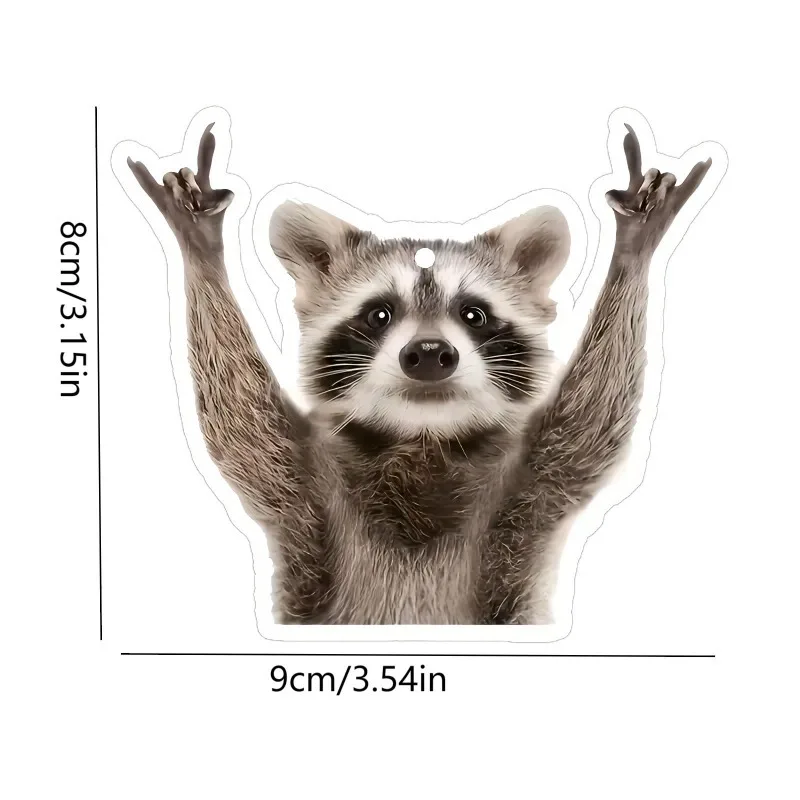 Car Air Freshener Rock Gesture Raccoon Hanging Scent Card for Car Interior Decor Rearview Mirror Ornament Gift