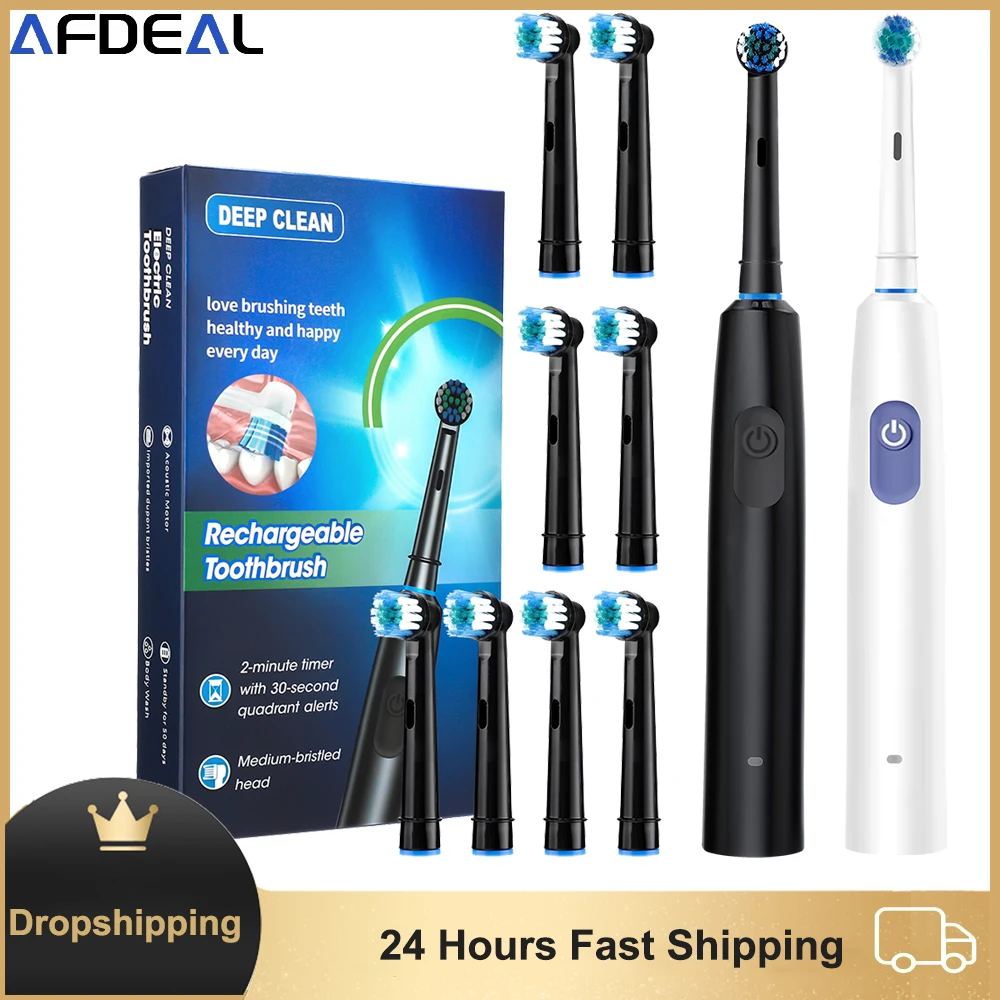 Smart Rotating Timing Electric Toothbrush 5 Modes USB Rechargeable Rotary Toothbrush For Adult Teeth Whitening Oral Care