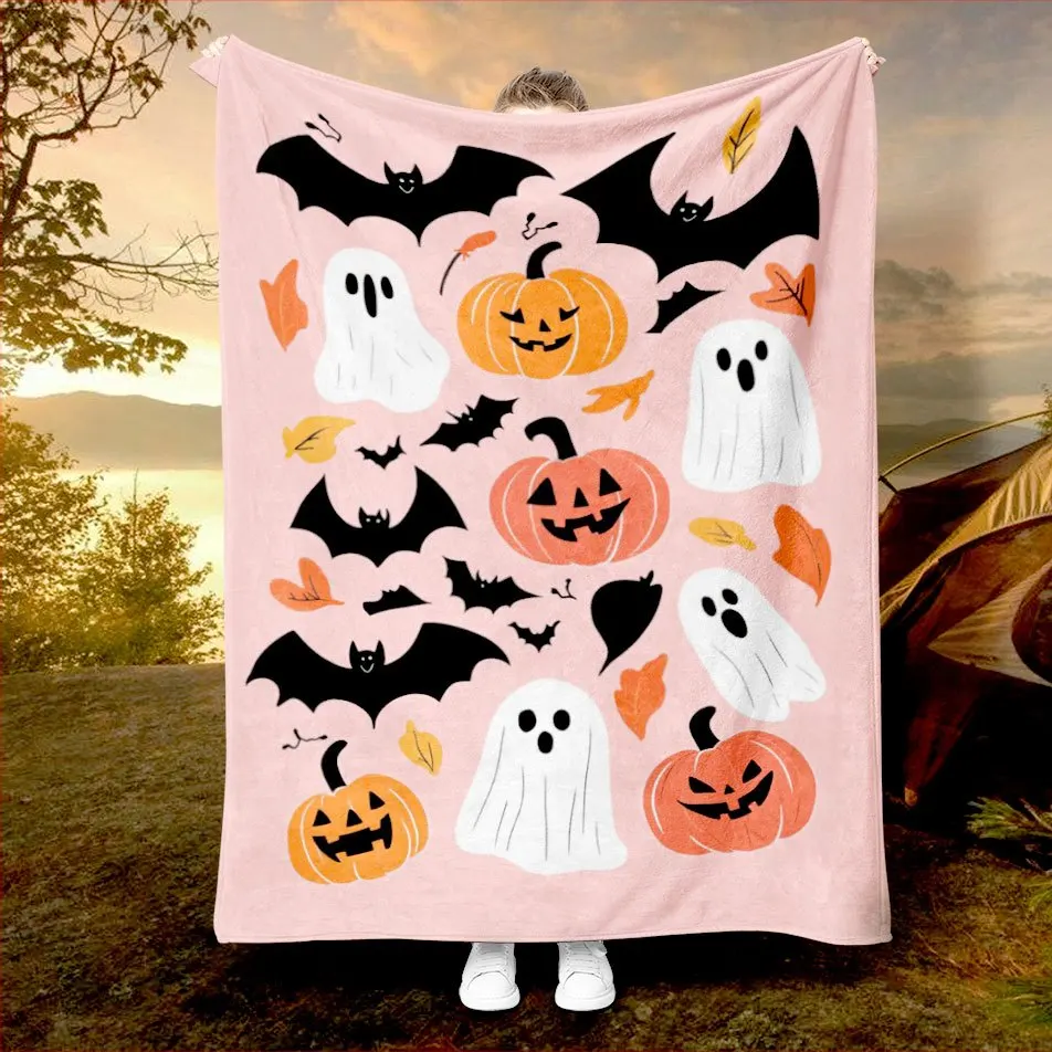 

1шт одеяло на Хэллоуин, призрак, тыква, паук, темный замок