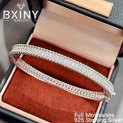 BXINY GRA Certified All Moissanite Bangles 925 Sterling Silver Plate 18K Gold Lab Diamond Bracelet for Women Party Gifts Jewelry
