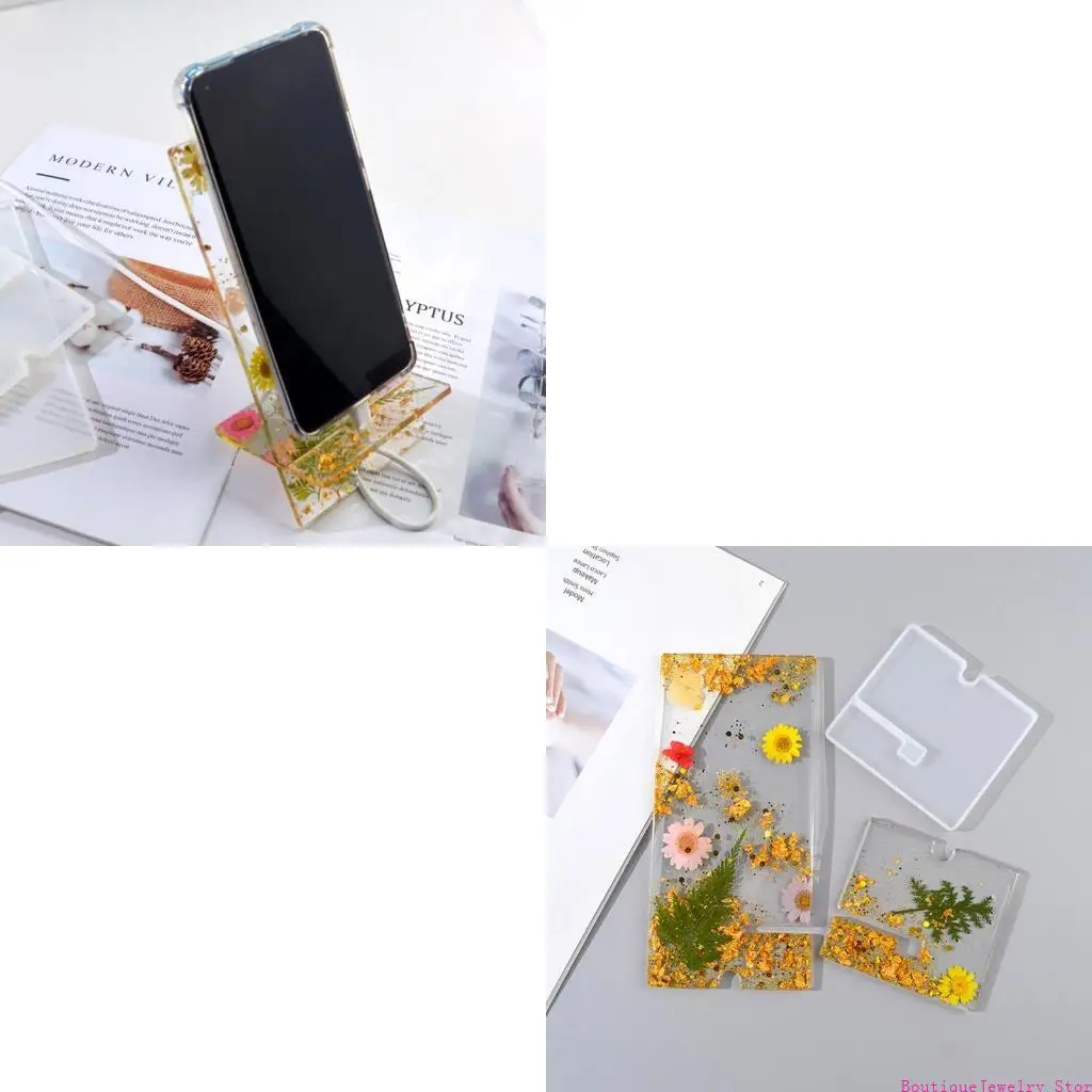 

E1PE 2PCS ручной работы ручной работы силиконовой держатель мобильного телефона плесени для телефона Смола для формы для формы