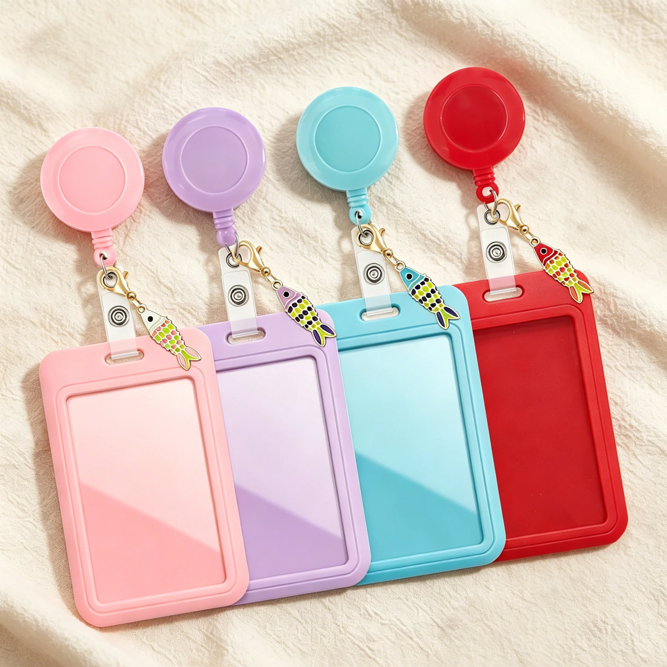 1pc Nurse Badge Reel Retractable with Sliding ID Badge Card Holder and Cute Fish Charm, Badge Holder for Bus Card