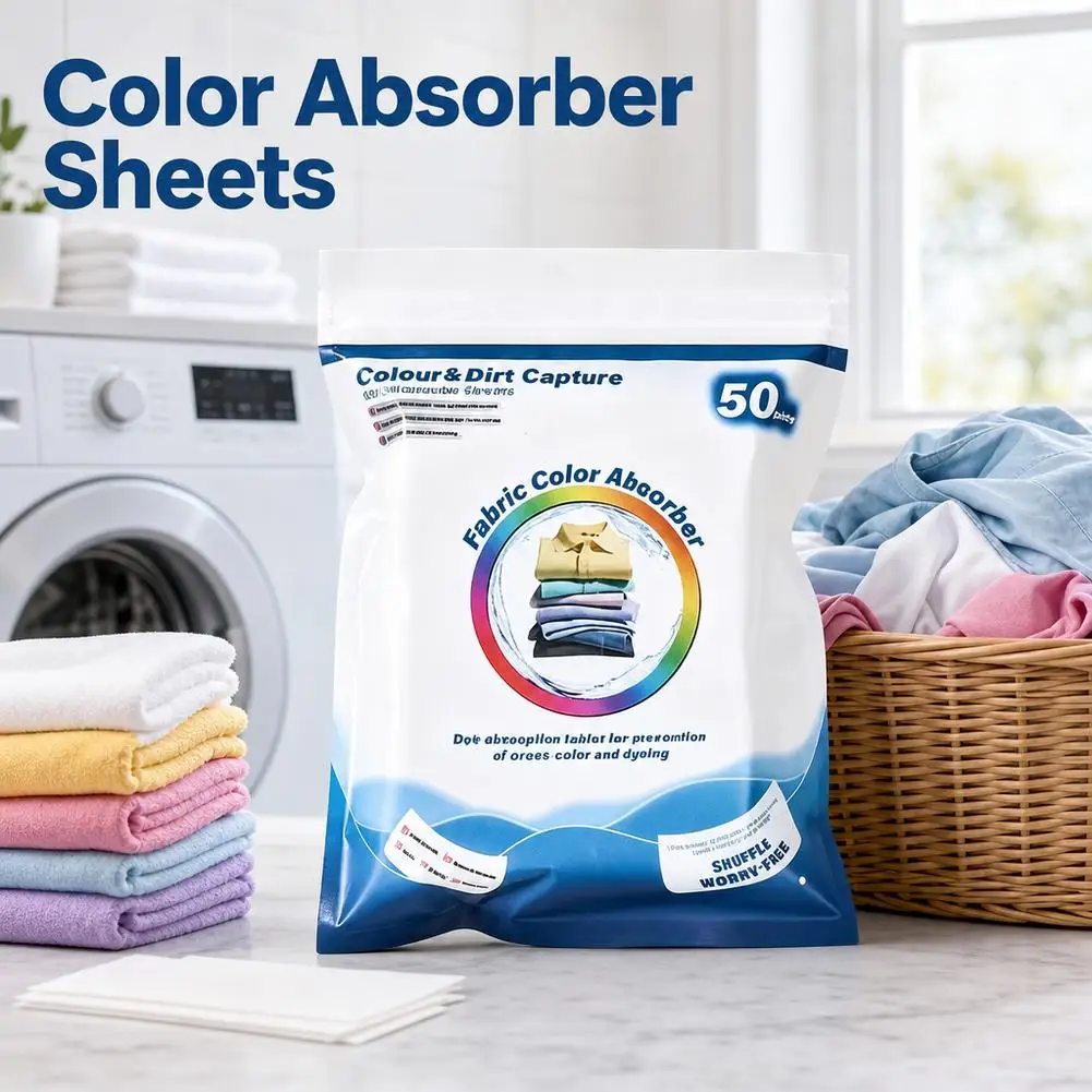Color Catcher Dye Absorber Sheets 50 Count 3D Honeycomb Nonwoven Laundry Color Grabber Sheets Color Protector Strips