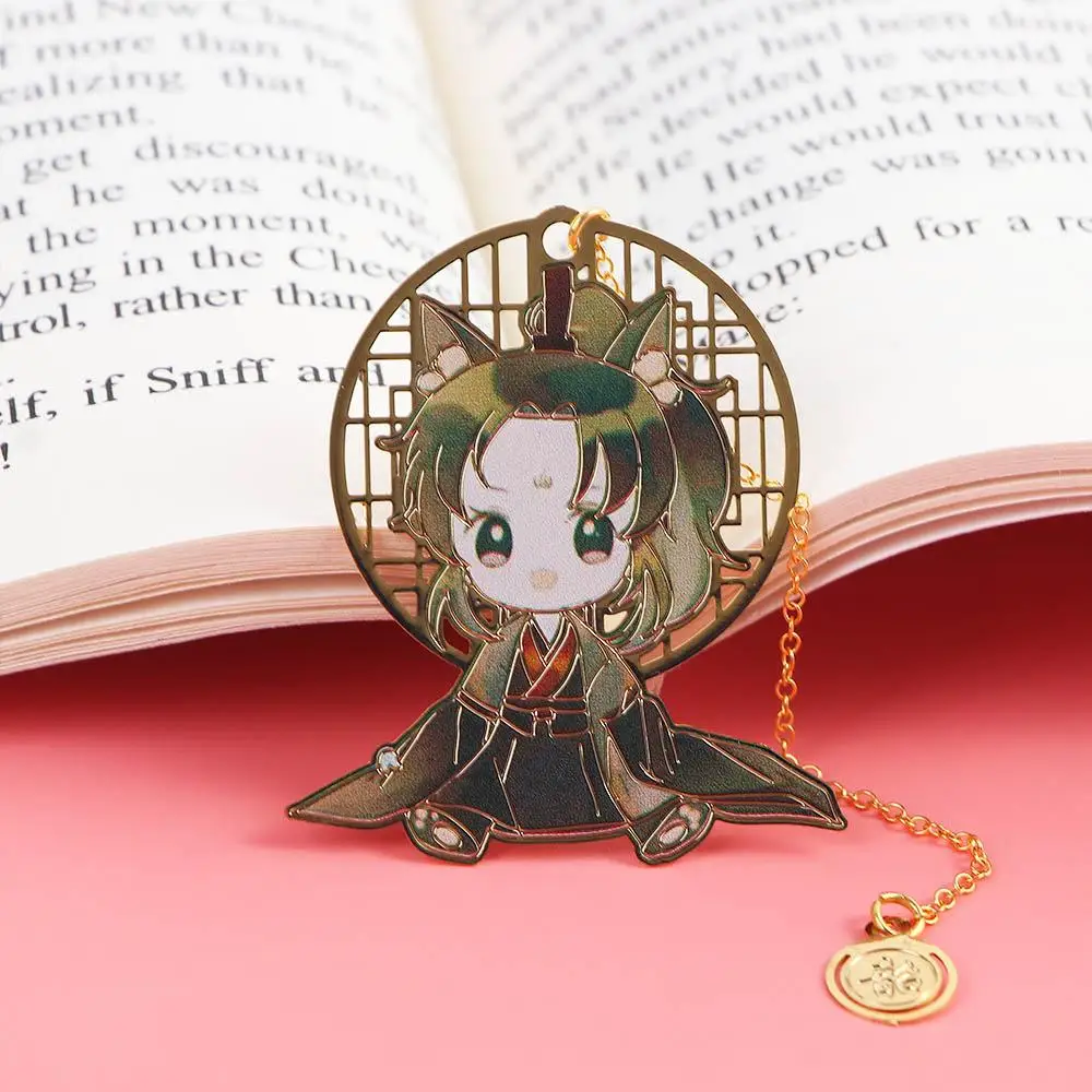 Hadiah siswa Anime Xie Lian Hollow rumbai liontin logam Bookmark alat tulis Tian Guan Ci Fu penanda buku