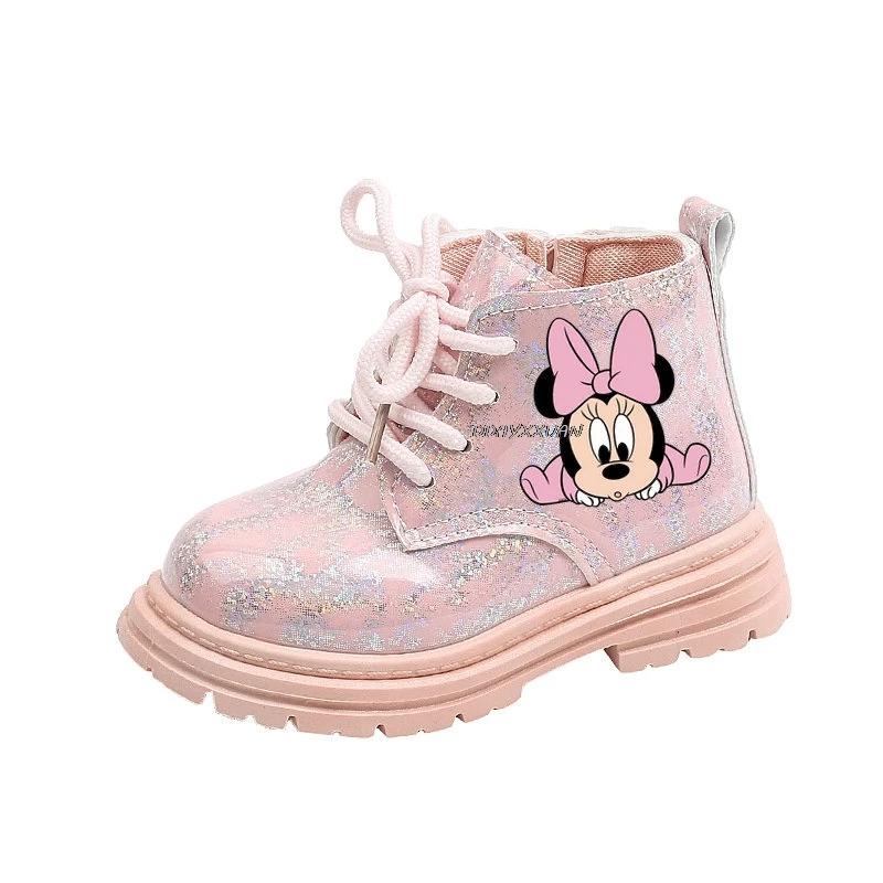 Spring Winter Kids Girl Cotton Snow Boots Princess Causal Shoes Cartoon Mickey Mouse Minnie Sneaker Children Toddler Martin Boot