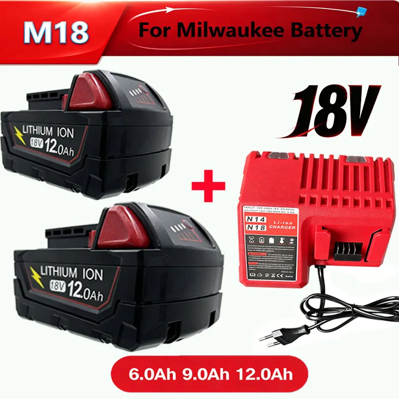 18V 12.0Ah For Milwaukee M18 Battery 48-11-1815 48-11-1850 2604-22 2604-20 2708-22 2607-22 Power Tools Battery