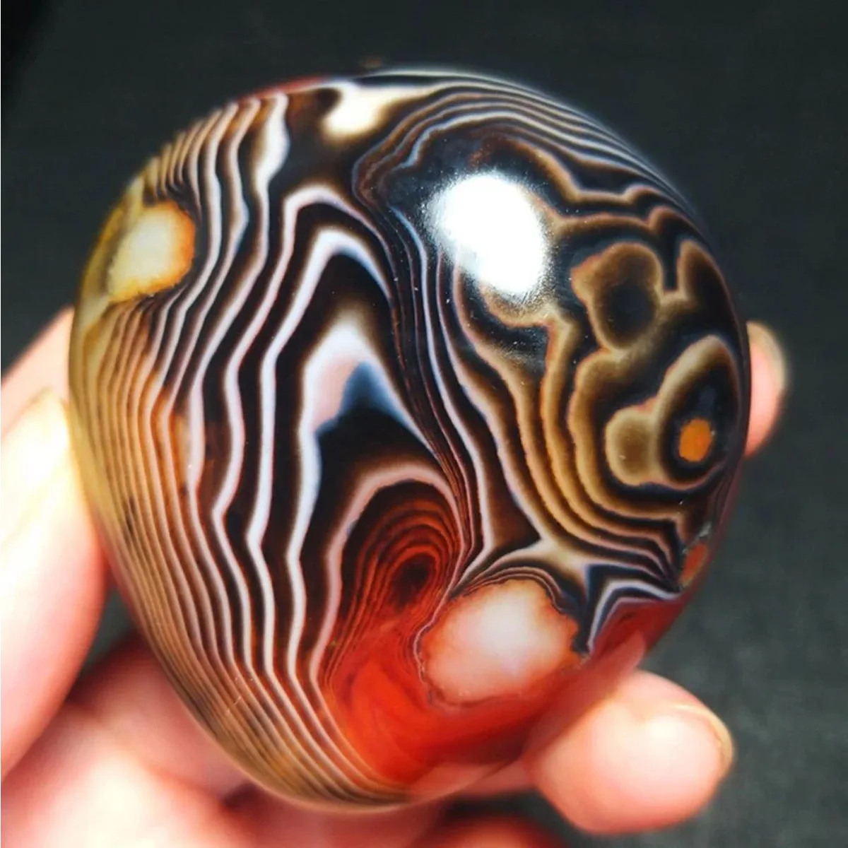 Color Gradient Banded Agate Palm Stone, Tumbled Polished, Rainbow Color, Table Decor, Natural Stone, Crystal Collection