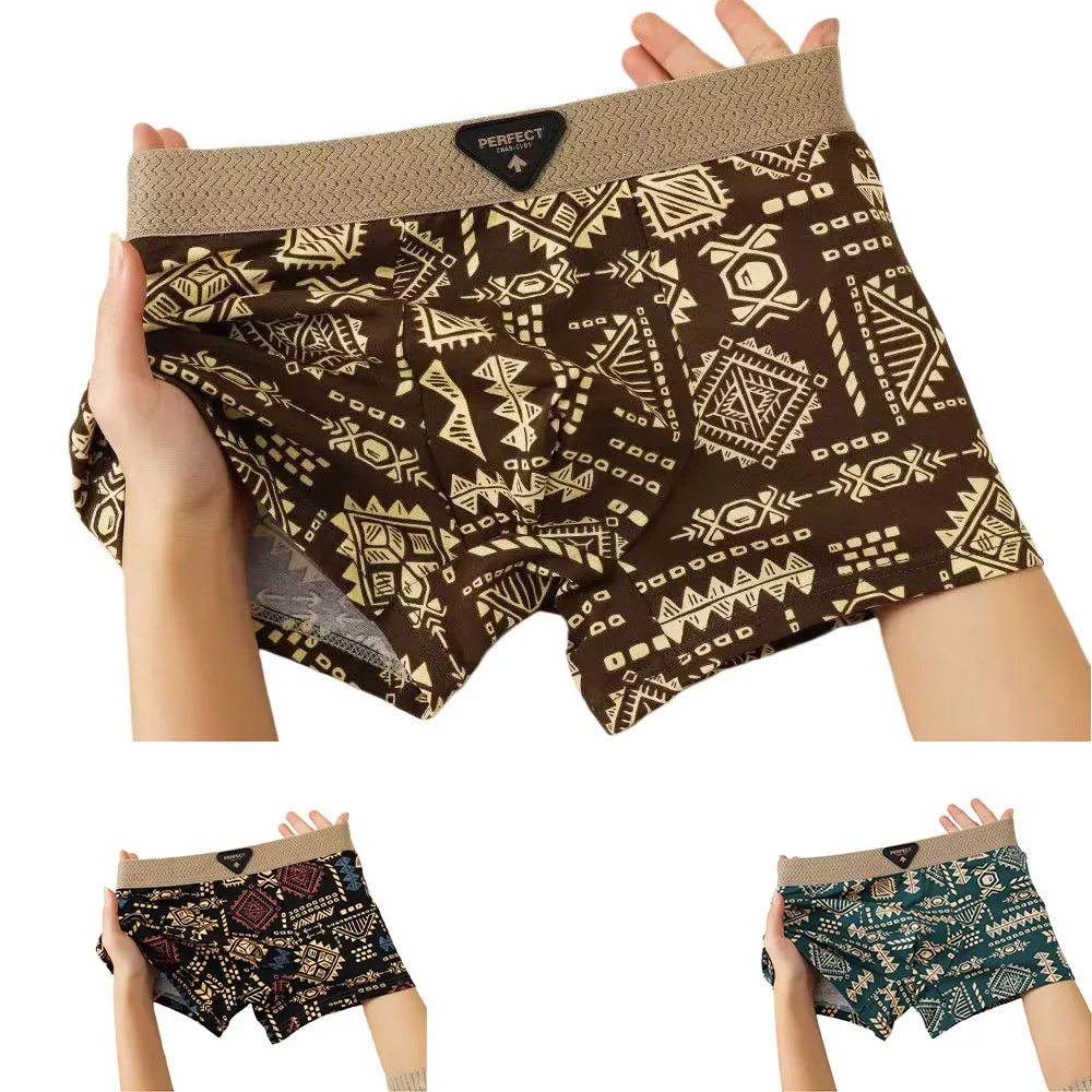 

Midwaist men\\\\\\'s boxer shorts vintage style personalized print comfortable underwear suitable for year round wear